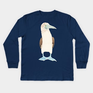 BLUE-FOOTED BOOBY - Watercolor Design Kids Long Sleeve T-Shirt